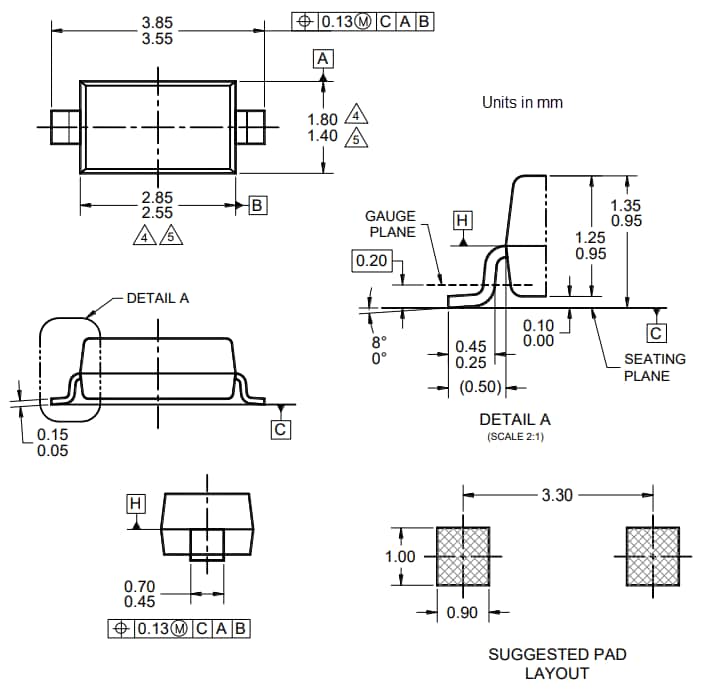 Mechanical Drawing - Taiwan Semiconductor MMSZ4X Zener Diodes